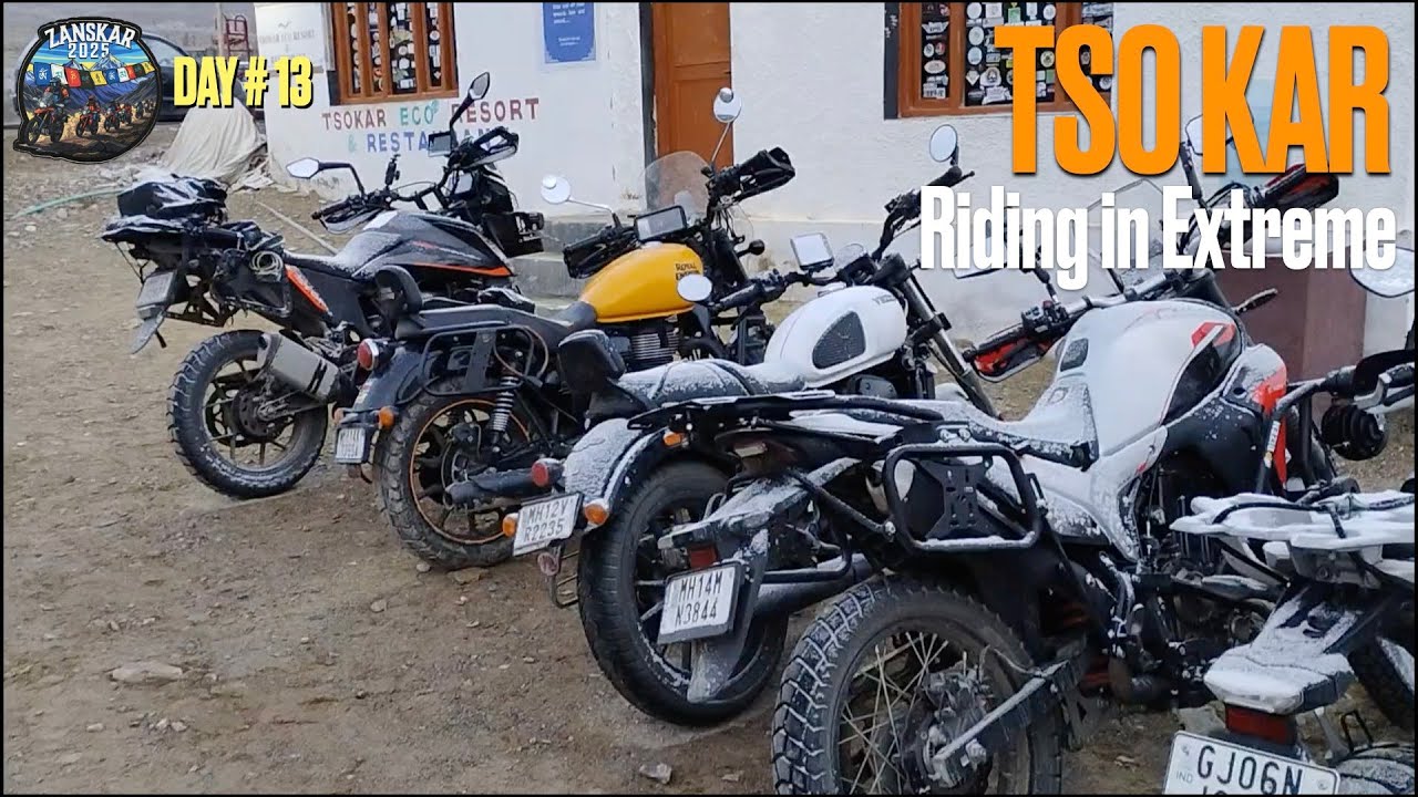 Tso Kar, Ladakh | Zanskar 2025 | Day 13 | Riding in Extreme Cold , Snowfall is here..