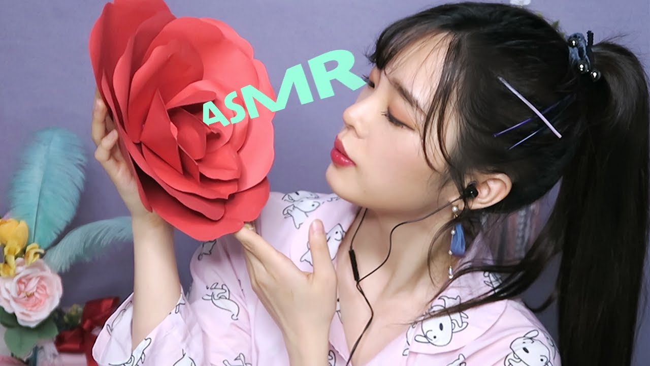 [ASMR] | 종이꽃 Paper Flowers 귀청소 하면서 위스퍼링 Ear Cleaning | 입소리 깃털 이어블로잉 | 내가 만든 종이 꽃 | DIY 만들기