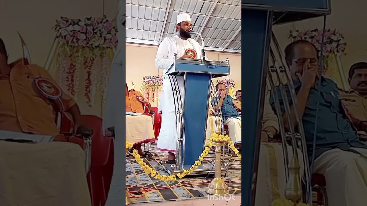 മാണിക്കോട് ശിവക്ഷേത്രം സമൂഹ വിവാഹ ചടങ്ങിൽ വേദിയിൽ സംസാരിക്കുന്ന ഉസ്താദ് 