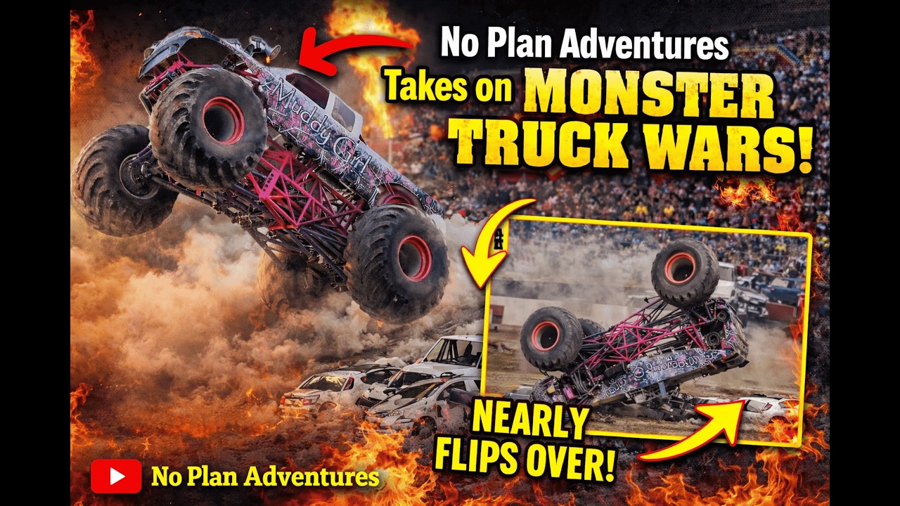 No Plan Adventures Takes on Monster Truck Wars! #fyp #outdooradventures #monstertruck #automobile
