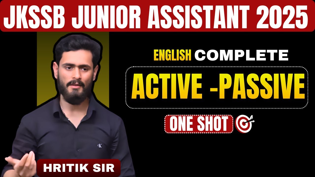 JKSSB Junior Assistant 2025 | Active–Passive Voice Complete One Shot | English with Hritik Sir 