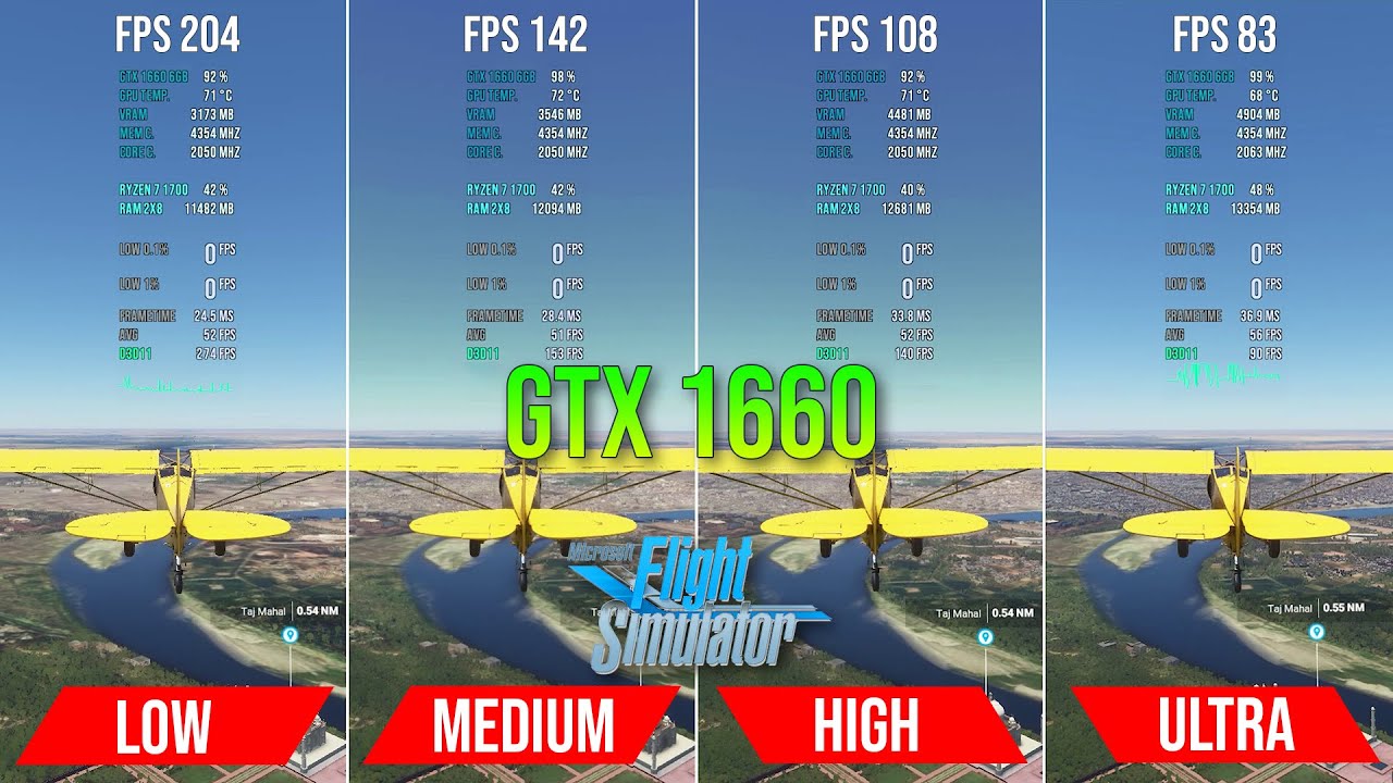 Microsoft Flight Simulator GTX 1660 Very Low to Ultra Performance and Graphics Comparison