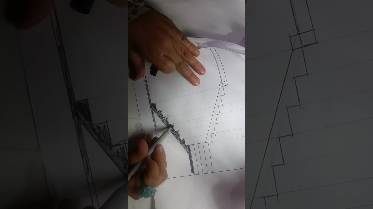 Coupe des escaliers à 3 volées