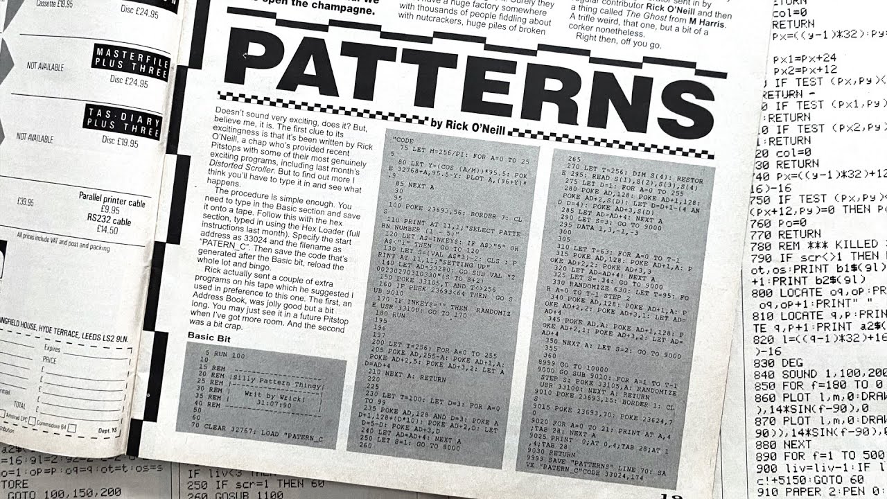 Patterns (type-In) | ZX Spectrum 128k +3  | 'Your Sinclair' Mag, Nov '90