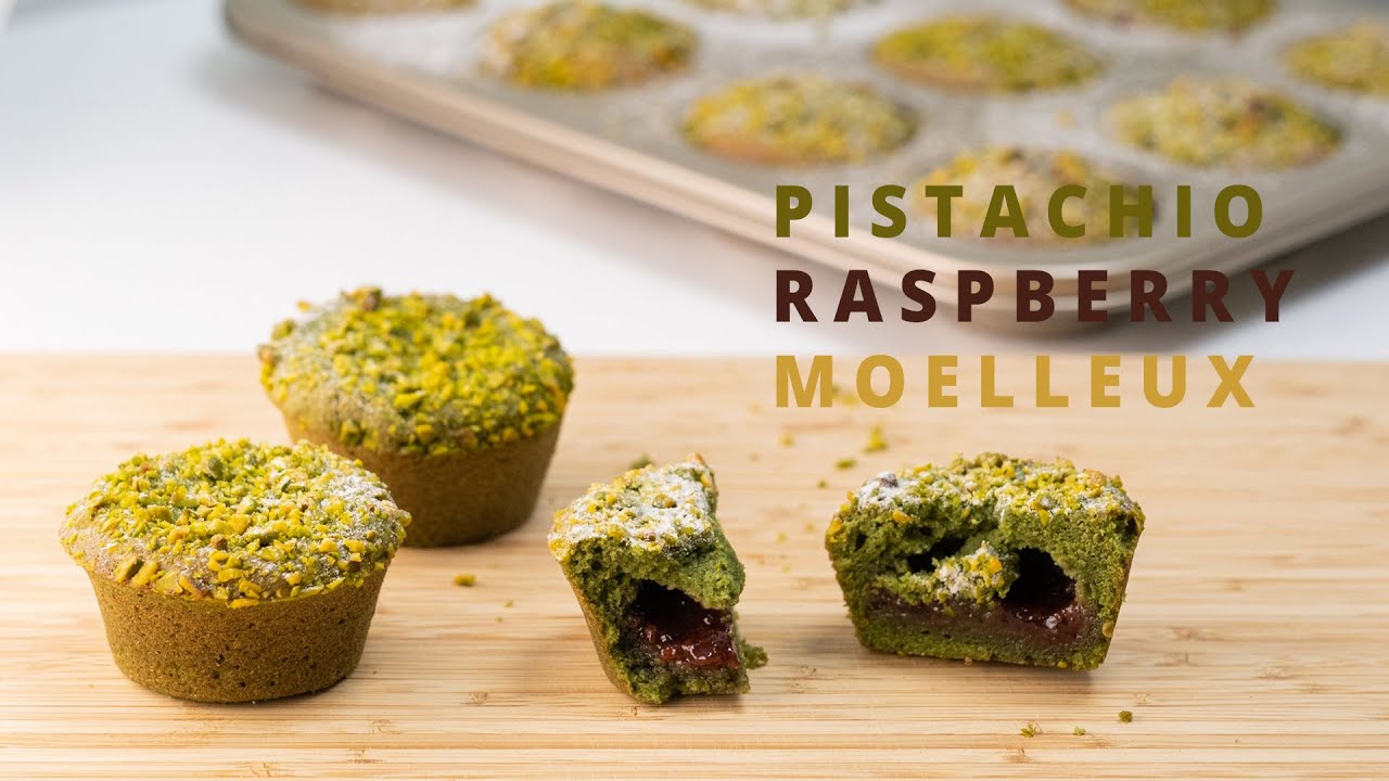 濕潤柔軟的 開心果覆盆子小蛋糕 Pistachio Raspberry Moelleux recipe ASMR