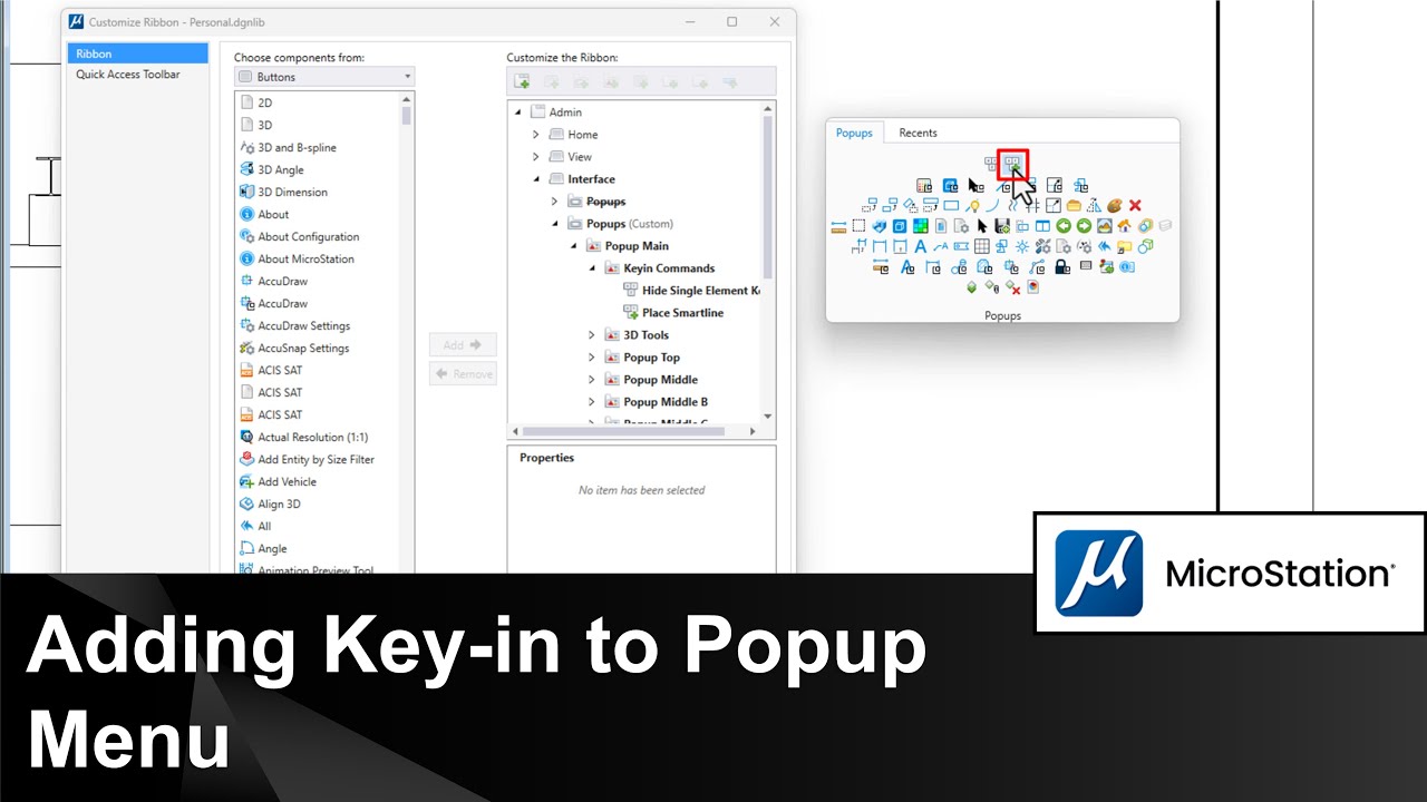 Adding a custom Key-in Command to the Space Bar Popup Menu