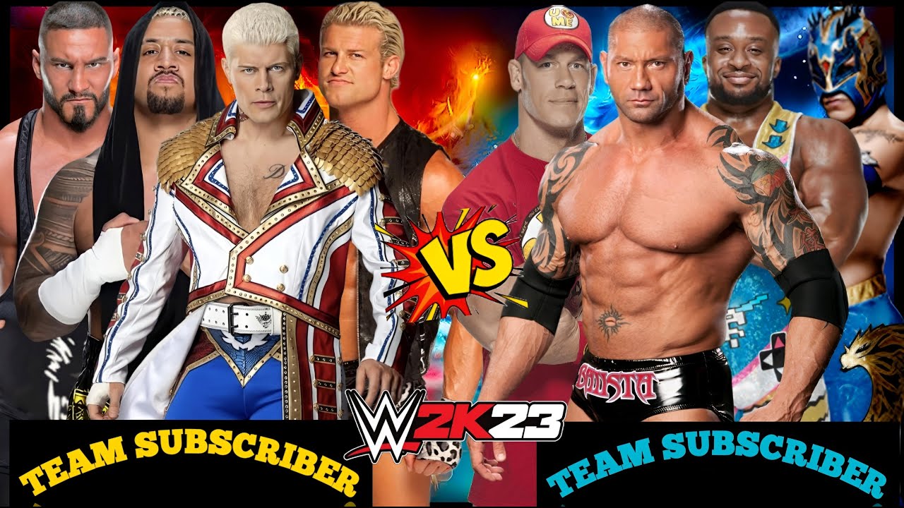 WWE 2K23 TEAM SUBSCRIBERS(CODY RHODES) VS TEAM SUBSCRIBERS(BATISTA) MATCH...