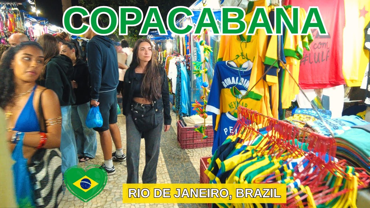 [4K] 🇧🇷 Copacabana Beach Night Market | Rio de Janeiro’s Lively Tourist Market