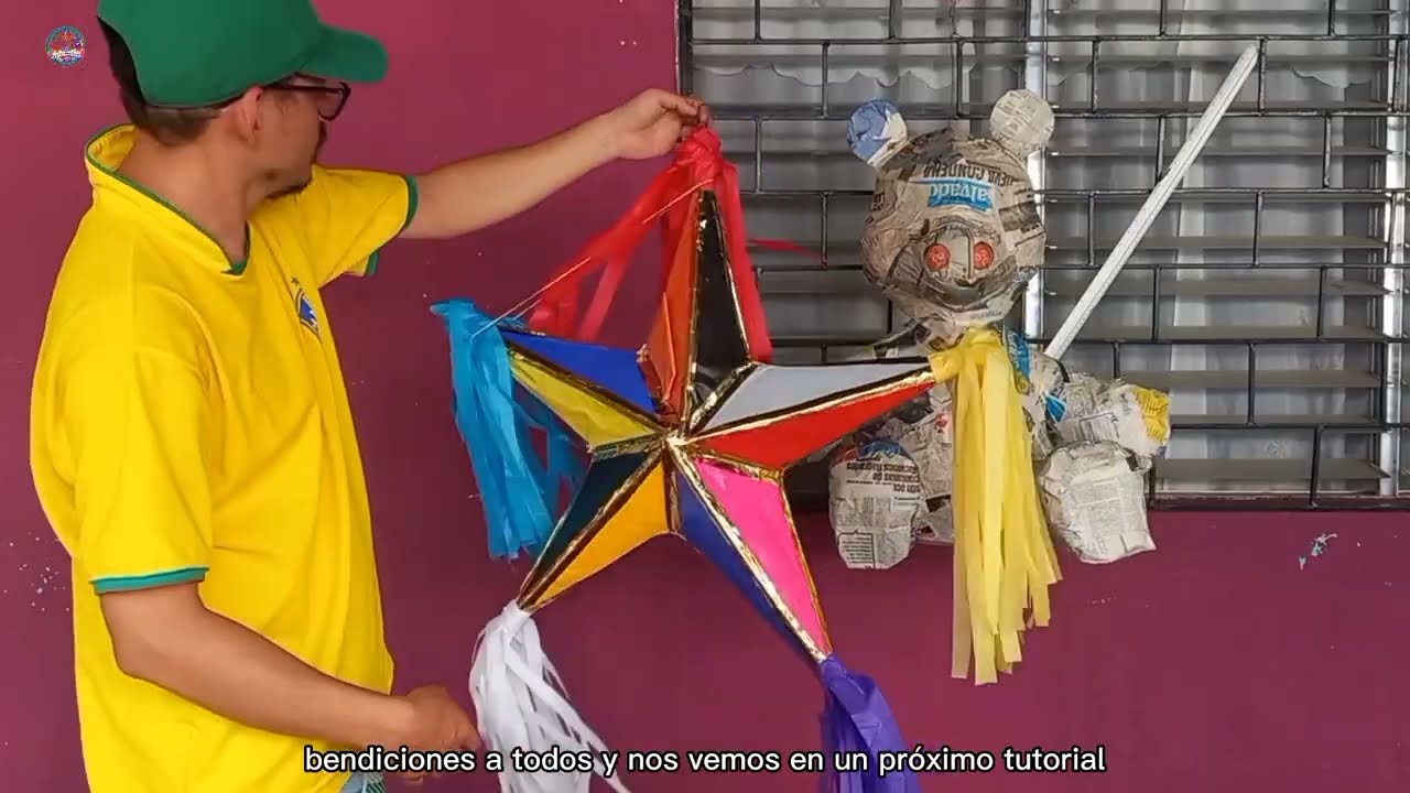 Como hacer una piñata de estrella de 5 picos tridimensional desplegable #decoration #manualidades