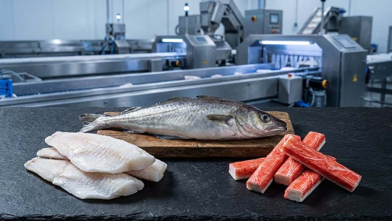 How Pollock Becomes IQF Fillets & Crab Sticks | Modern Seafood Factory Process