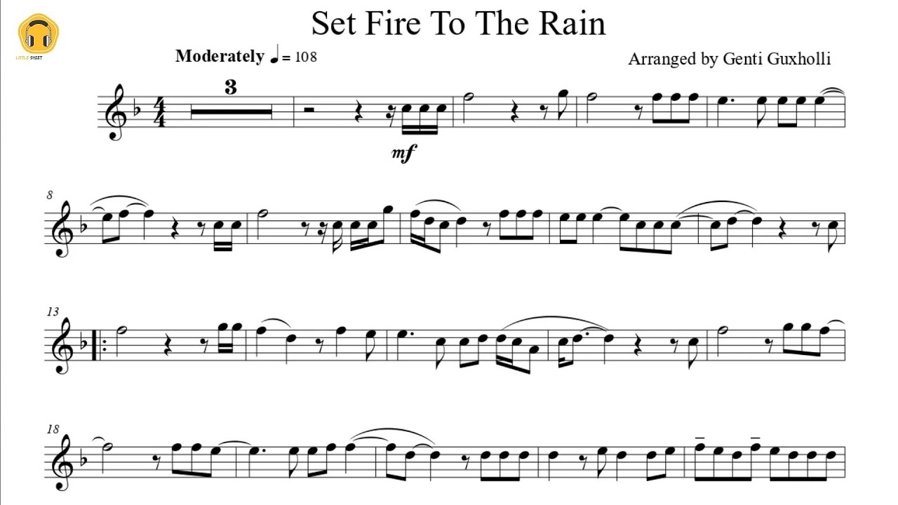 Set Fire To The Rain by Adele (Flute Solo with Piano Accompaniment/Sheets)