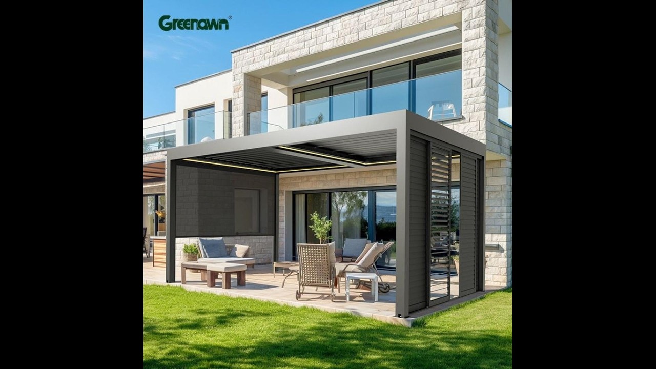 Fernbedienbare Aluminium Pergola mit verstellbarem Lamellendach – Moderner Outdoor Schutz & Gewächsh
