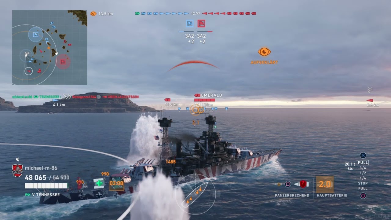 World of Warships: Legends Tennessee devstrike on poor Emerald