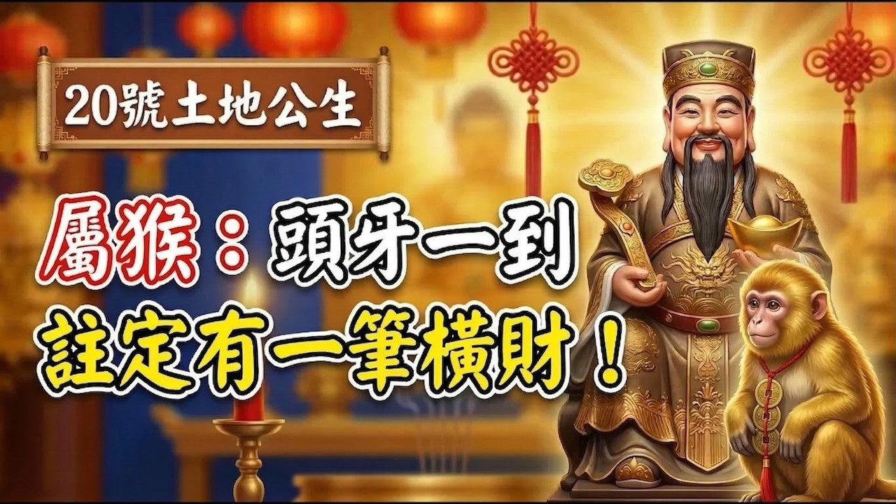 屬猴必看！3月20號「頭牙」，也是「龍抬頭」！土地公生日加上本命祥瑞，你的偏財運大旺，一筆意外橫財攔都攔不住！#屬猴2026運勢 #2026生肖猴運勢 #龍抬頭 #土地公生日 #頭牙 #二月二 #屬猴