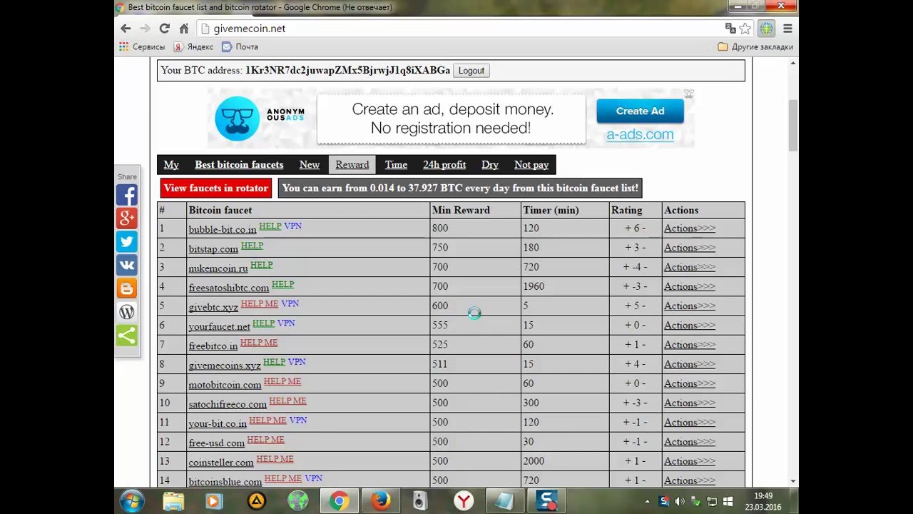 Лучший ротатор кранов Best bitcoin faucet list and bitcoin rotator