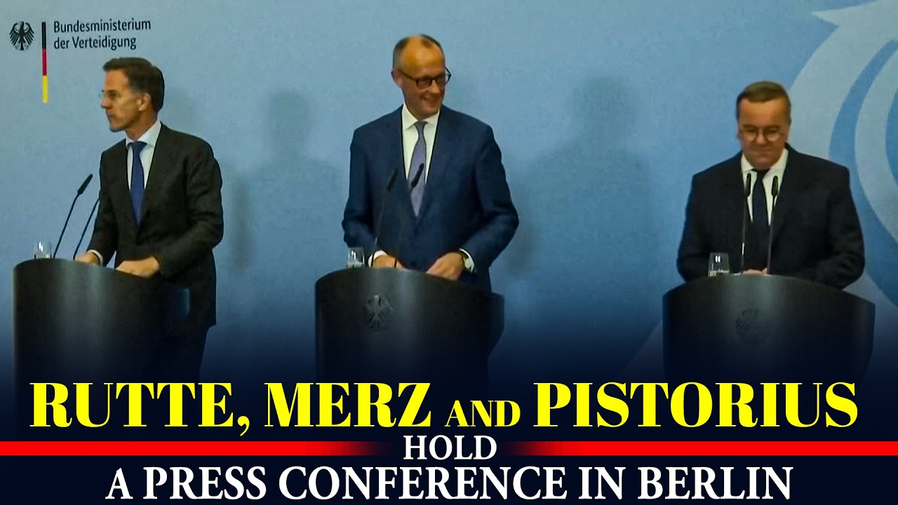LIVE: Chancellor Friedrich Merz, Defence Minister Boris Pistorius & NATO's Mark Rutte Presser