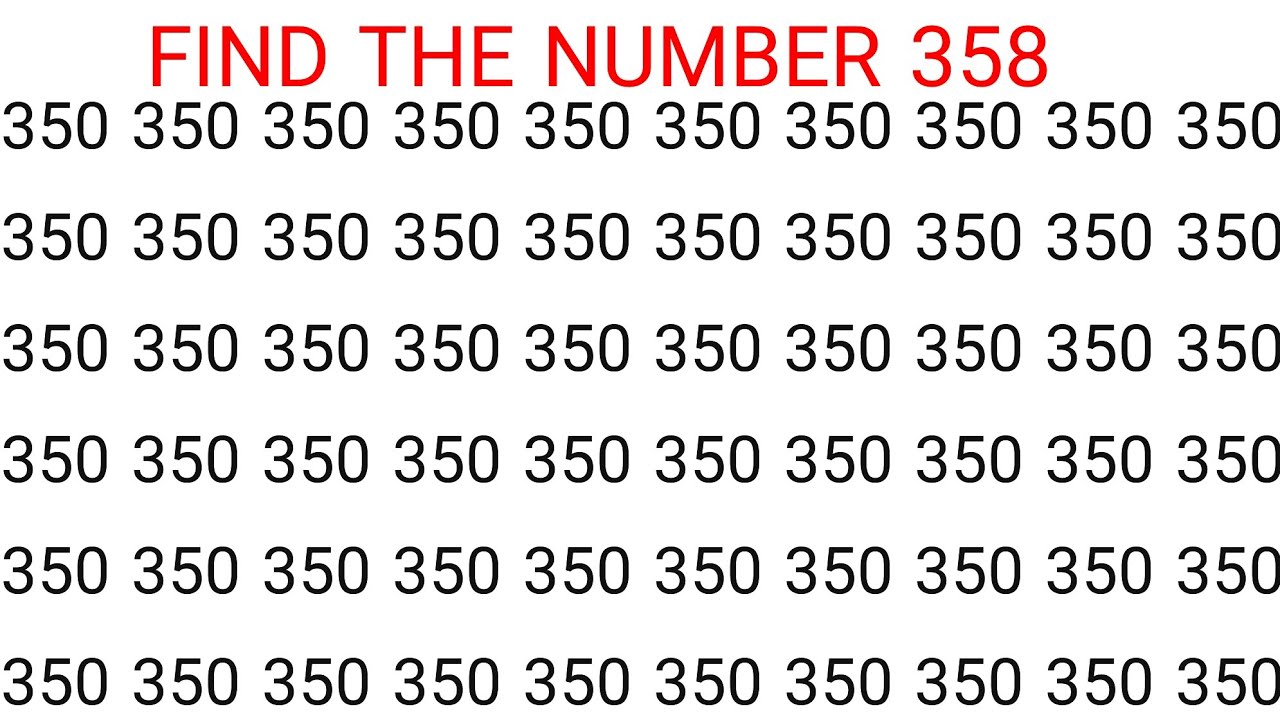 Find the Hidden Number “358”. Eye Test Challenge.