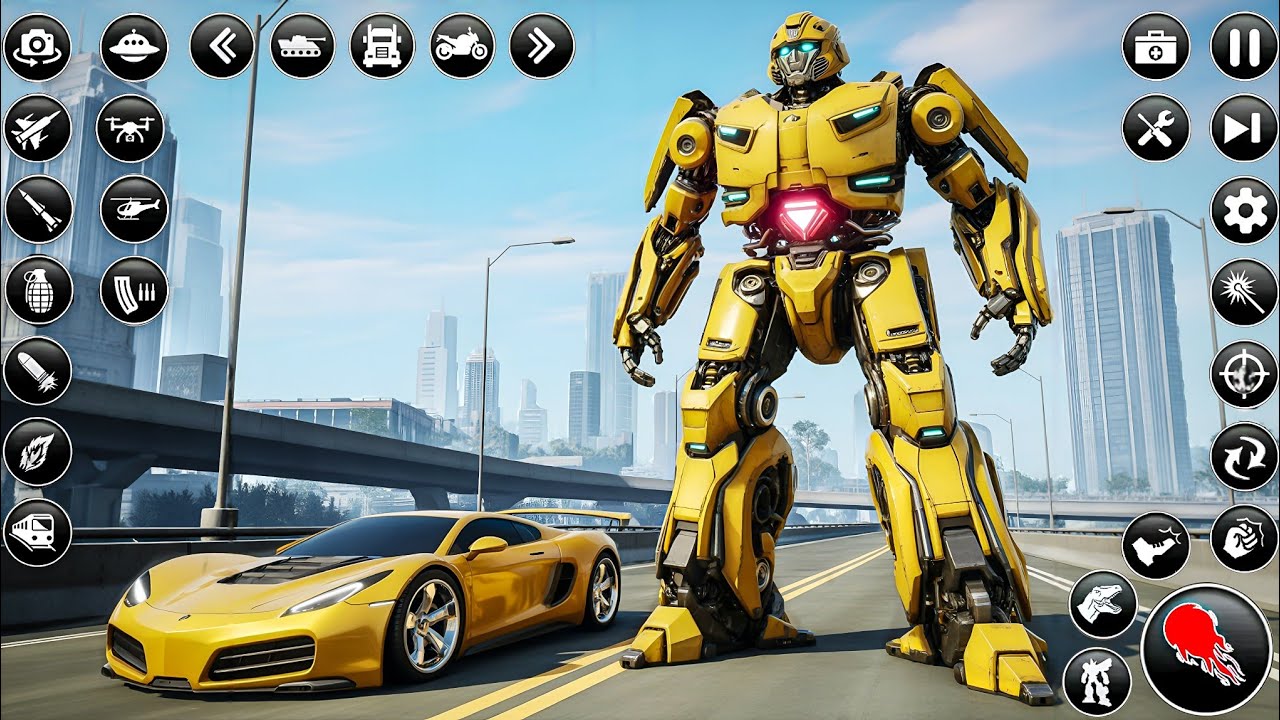 Car & Jet Flying Robot Transformation Game 2026 New Fight in Robot City - Android Gameplay
