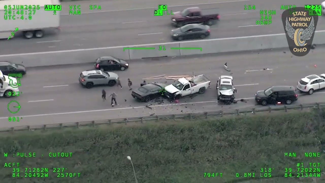 Helicopter video shows police pursuit, multi-vehicle crash in Ohio