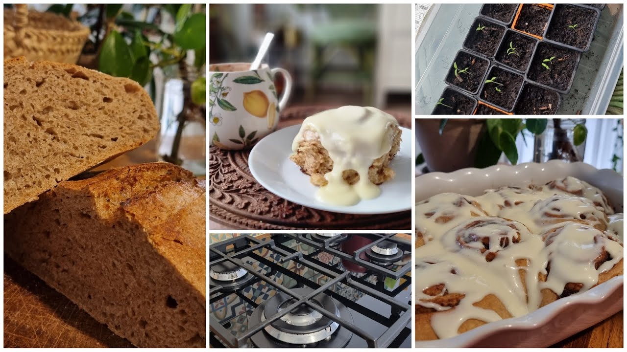 VLOG/pain au LEVAIN/خبز بالخميرة طبيعية/تنظيف عميق لغاز المطبخ وسر لمعانه/الخبز الريفي/بداية الزراعة