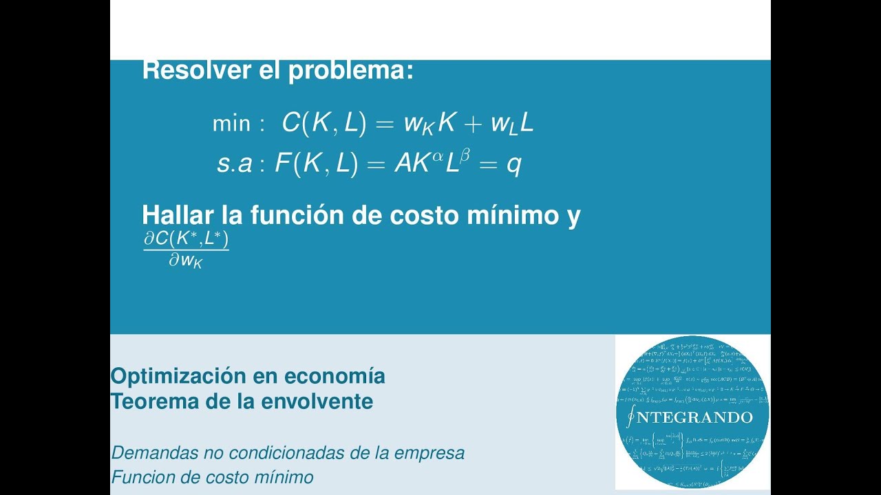 Minimización del costo, sujeto a una restriccion en la produccion - Teorema de la envolvente