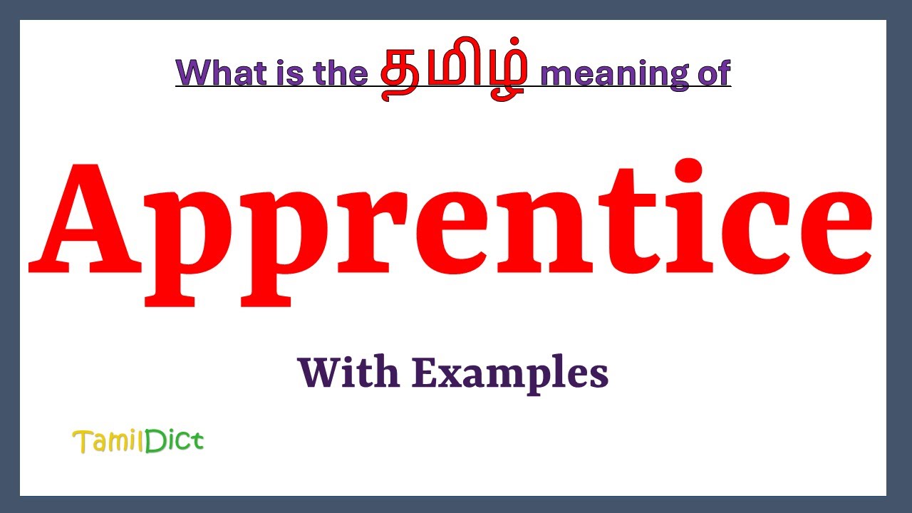 Apprentice Meaning in Tamil | Apprentice in Tamil | Apprentice in Tamil Dictionary |