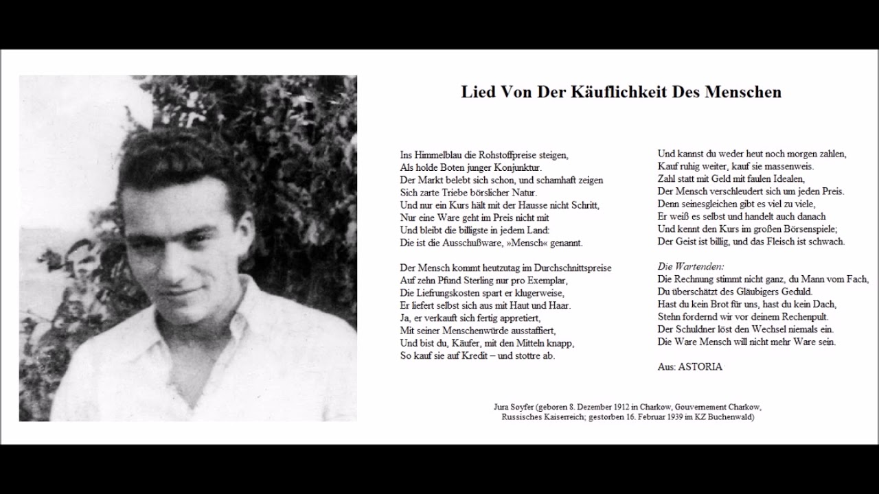 Lied Von Der Käuflichkeit Des Menschen (Worte: Jura Soyfer) - Christoph Holzhöfer
