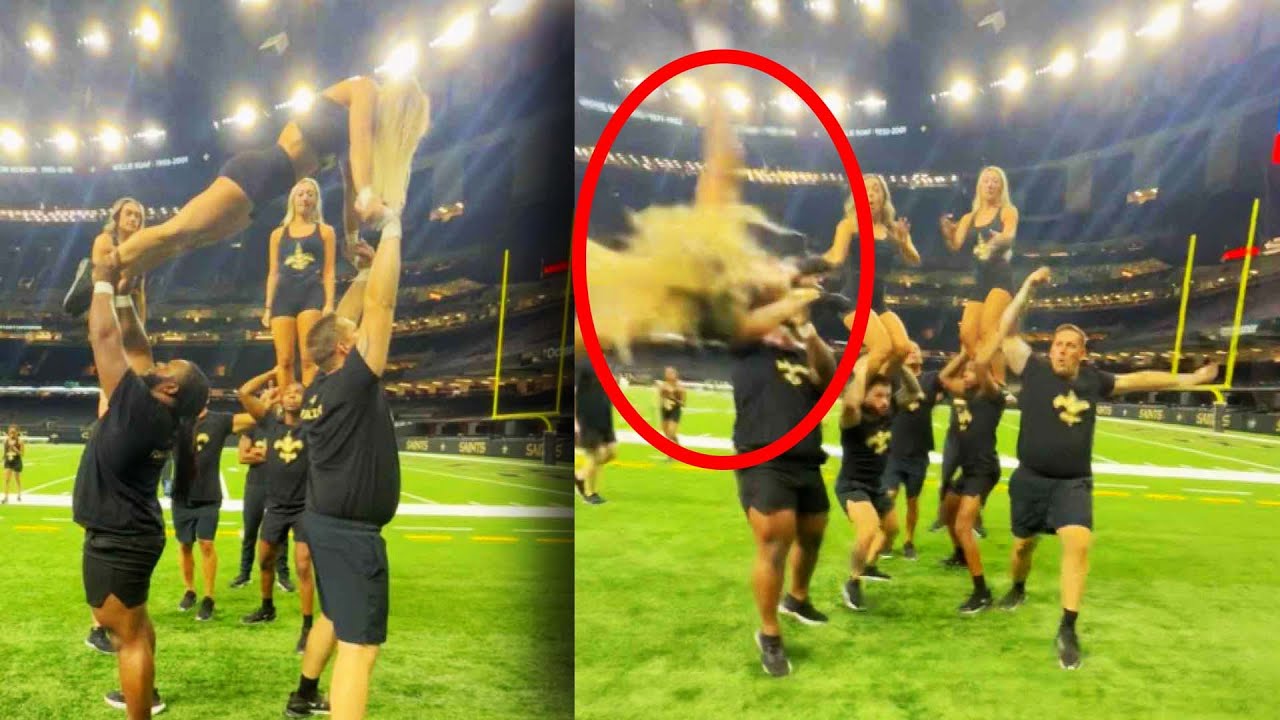 Stunt Gone Wrong Sends New Orleans Saints Cheerleader Flying