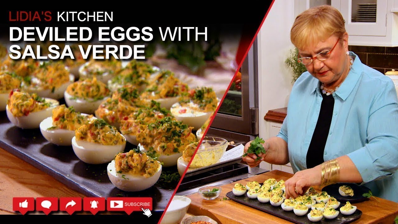 Italian Deviled Eggs with Salsa Verde