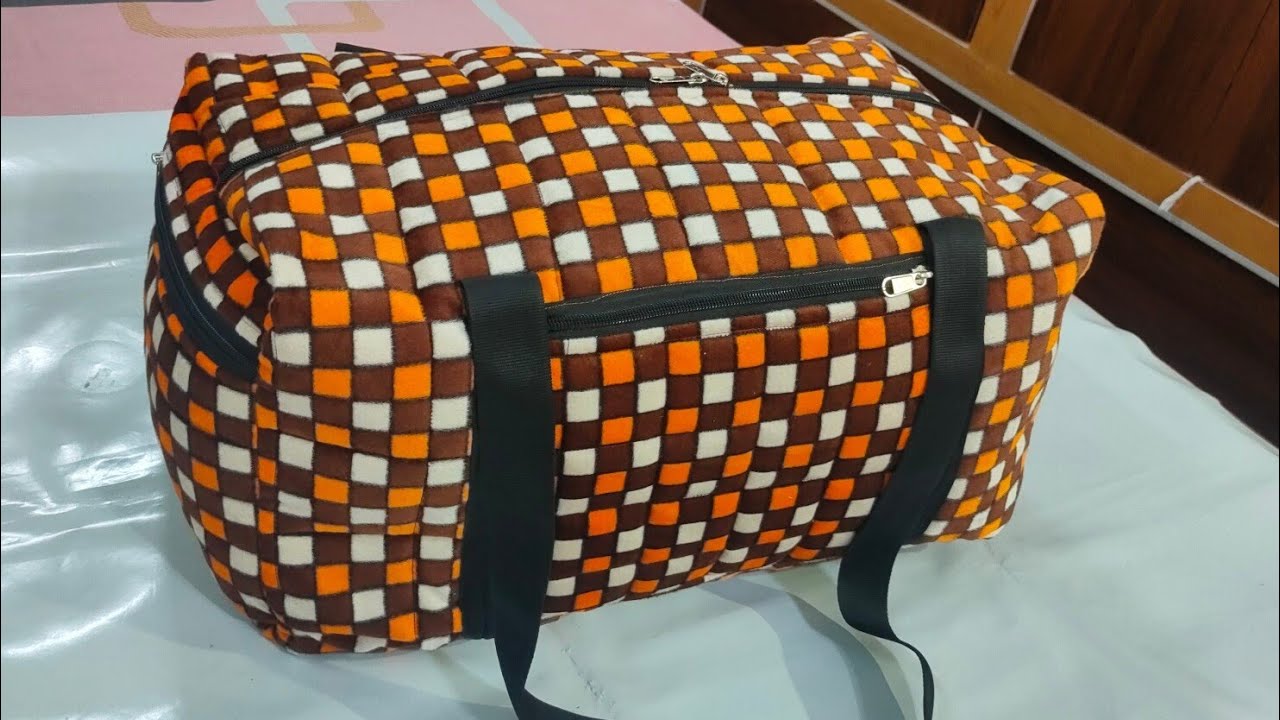 Big Travel Bag/Jumbo Travel Bag in easy way from fabric/ वेलवेट के कपड़े से बनाएं बड़ा ट्रैवल बैग