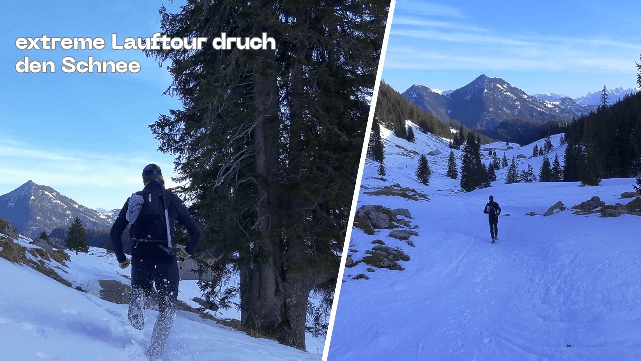Schnee, Bergsee und ein Abbruch: Trailrunning im Winter
