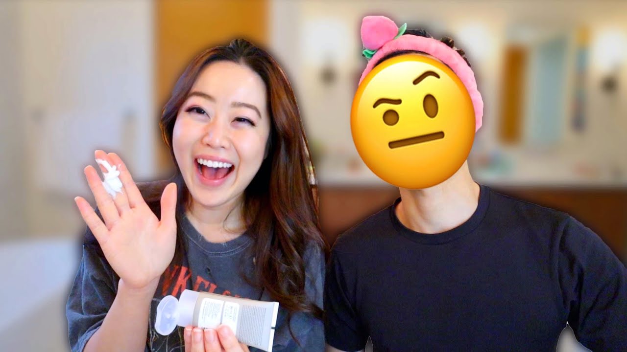 Making My Fiance Try My 21 Steps Skincare Routine! *He's Exhausted By This + Our Relationship