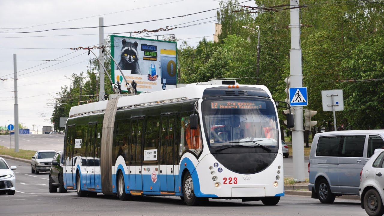 Поездка на троллейбусе БКМ-43300D №223 в Витебске/Ride on the BKM-43300D trolleybus №223 in Vitebsk