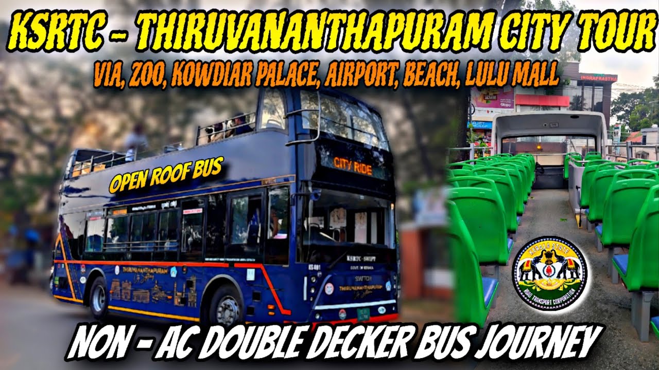 ✨🚍 KSRTC - NON AC DOUBLE DECKER BUS JOURNEY !!! Trivandrum City Tour !!! Kowdiar, Airport, LULU MALL