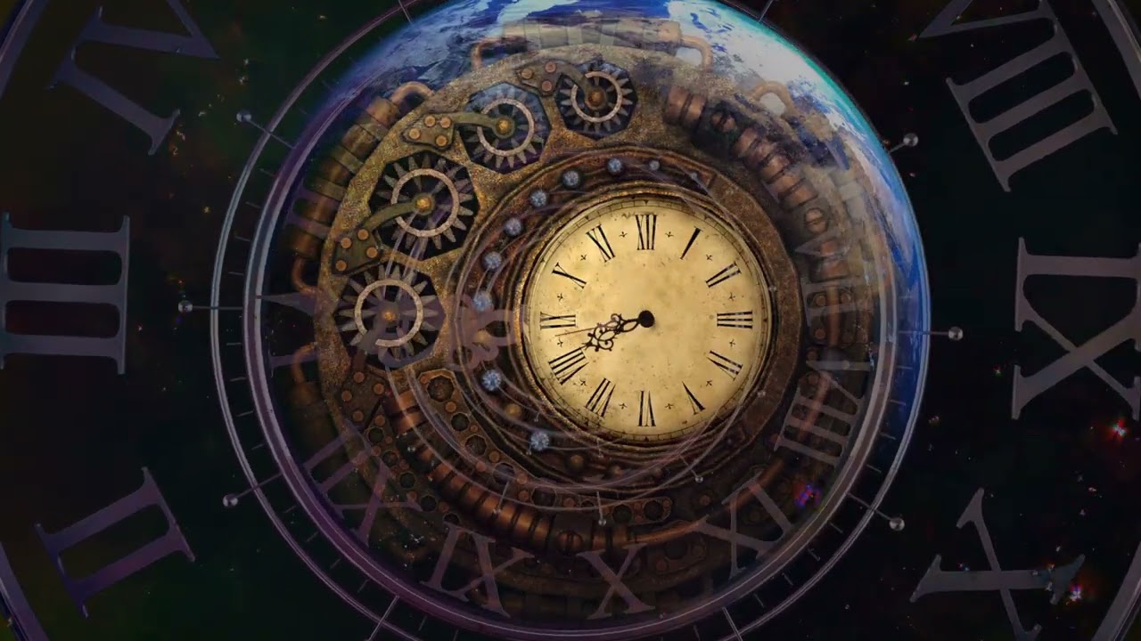 FREE Steampunk Clocks & Earth Visual Art VJ Clip Royalty Free Public Domain