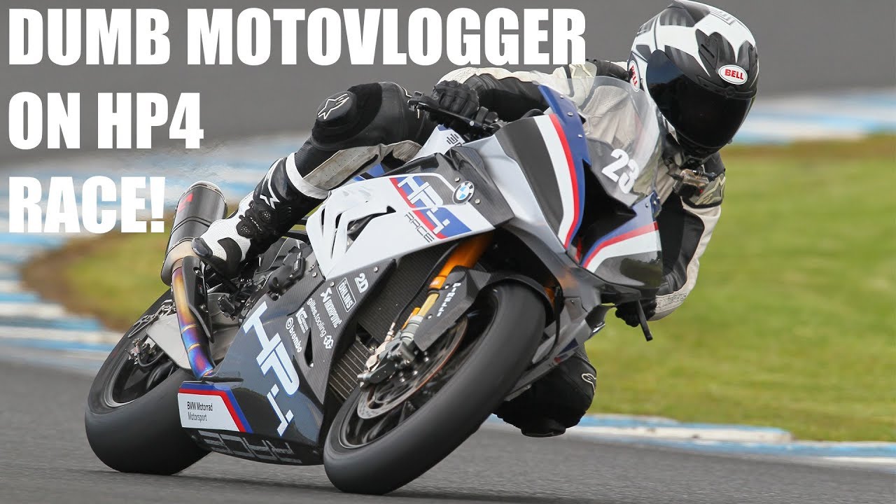 DUMB MOTOVLOGGER RIDES BMW HP4 RACE!