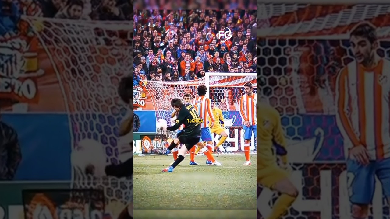 ⚽ La peligrosa t&eacute;cnica secreta de tiro libre de Messi 😱🔥#Messi #TiroLibre #F&uacute;tbol #T&eacute;cnicaMessi