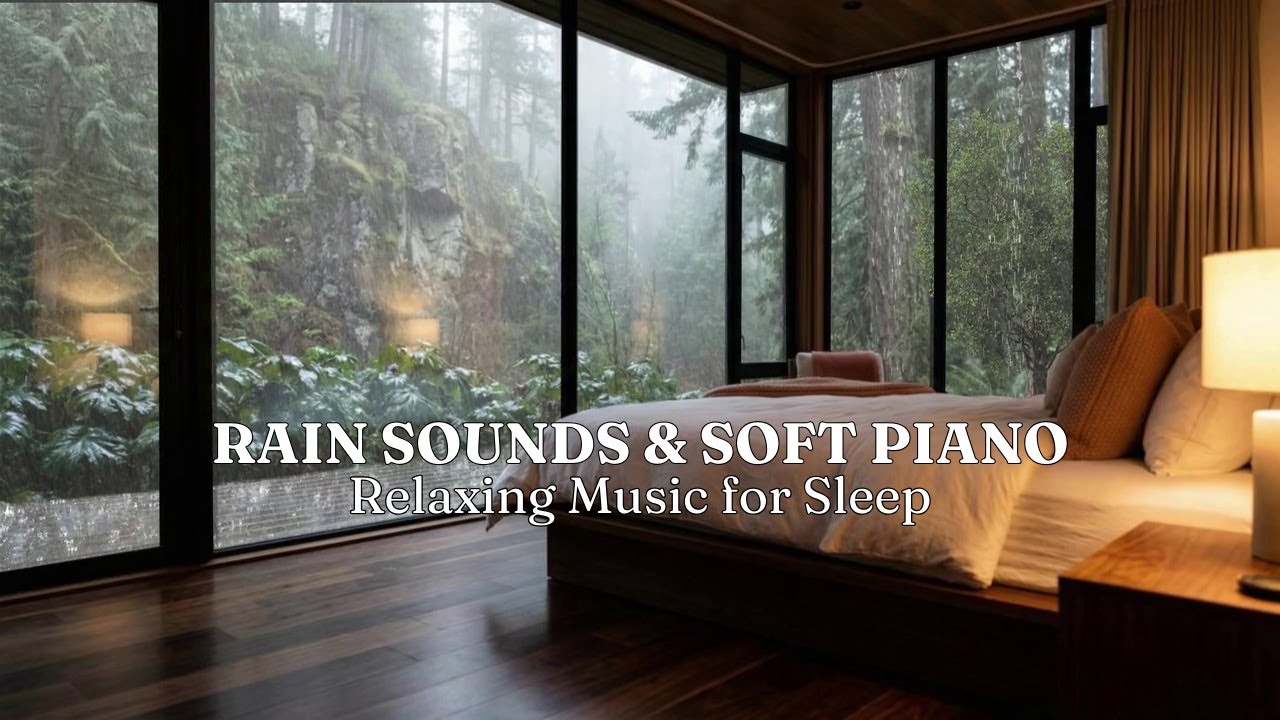 Warm Bedroom with Relaxing Piano Music & Rain Sounds for Relaxation and Relieve Stress, Sleep Music