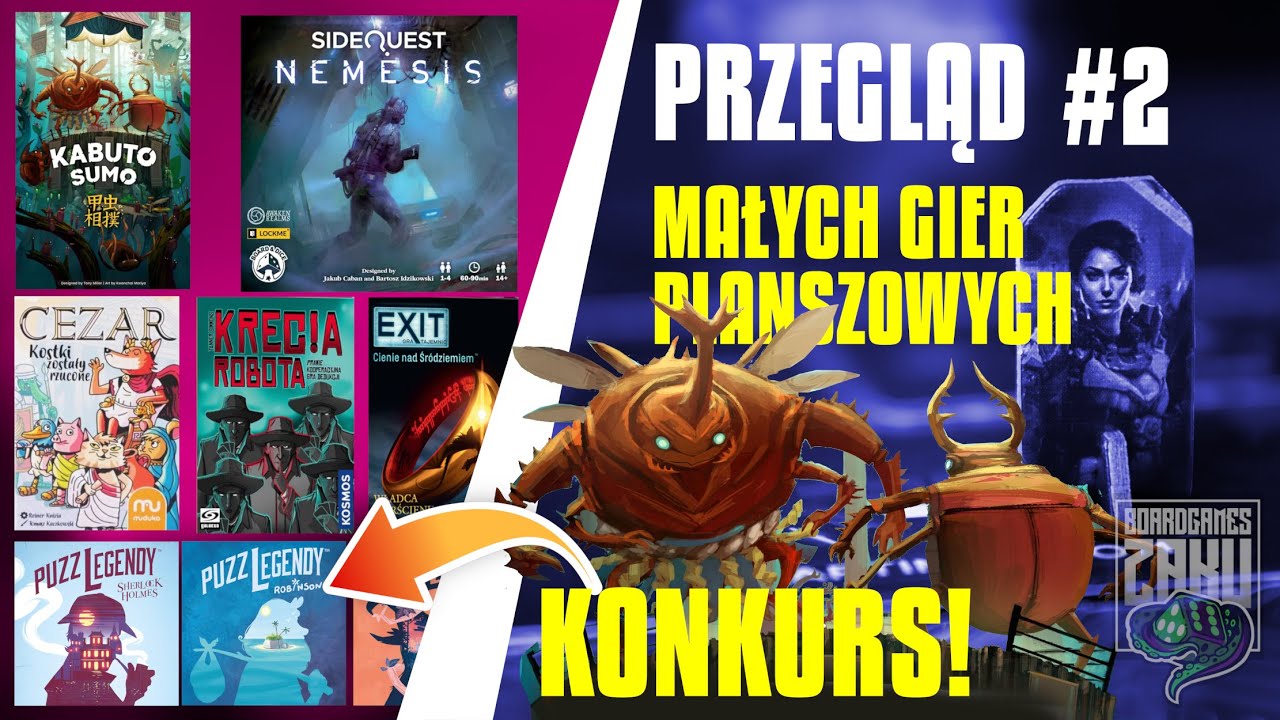 PRZEGLĄD Małych Gier #2 - Nemesis Sidequest, Kabuto Sumo, Puzzlegendy, Cezar, EXIT, Krecia Robota