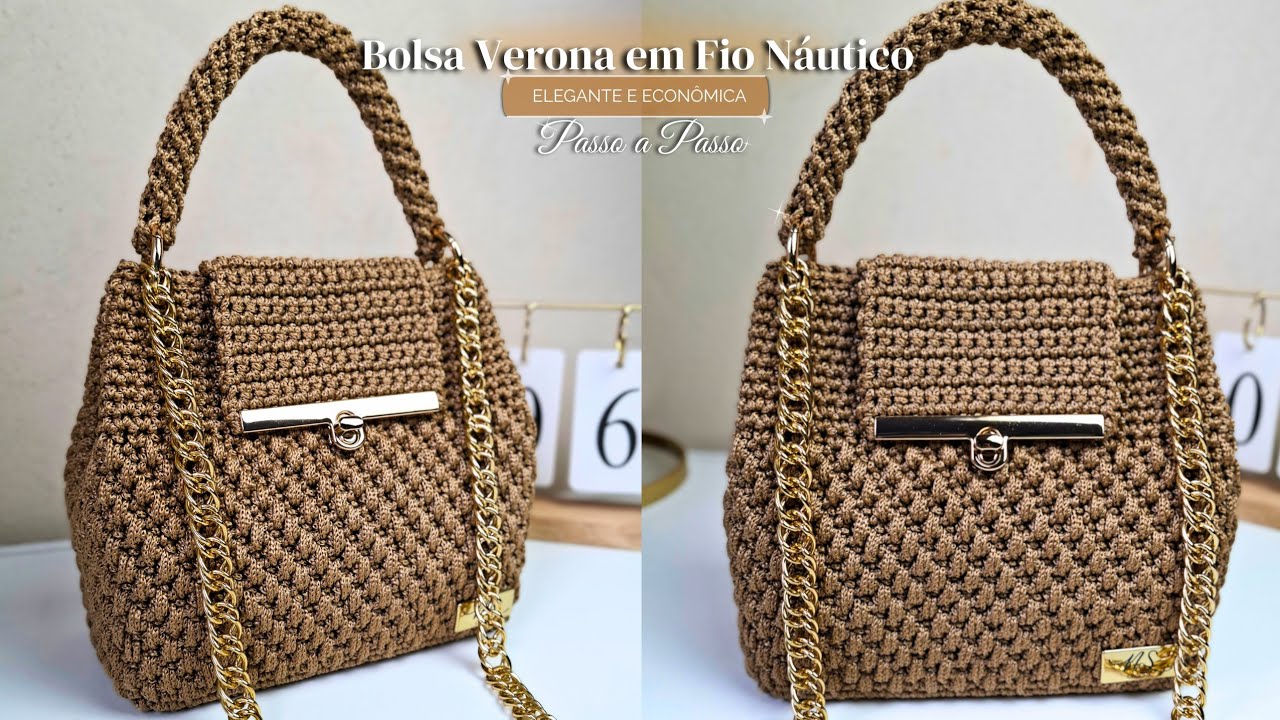 Passo a Passo- Bolsa Verona em Fio Náutico- Super Elegante e Econômica- Nah Stein Crochê