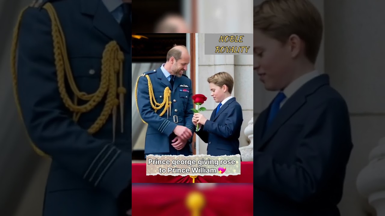 Prince george giving rose to Prince william #princegeorge #princewilliam #britishroyalfamily