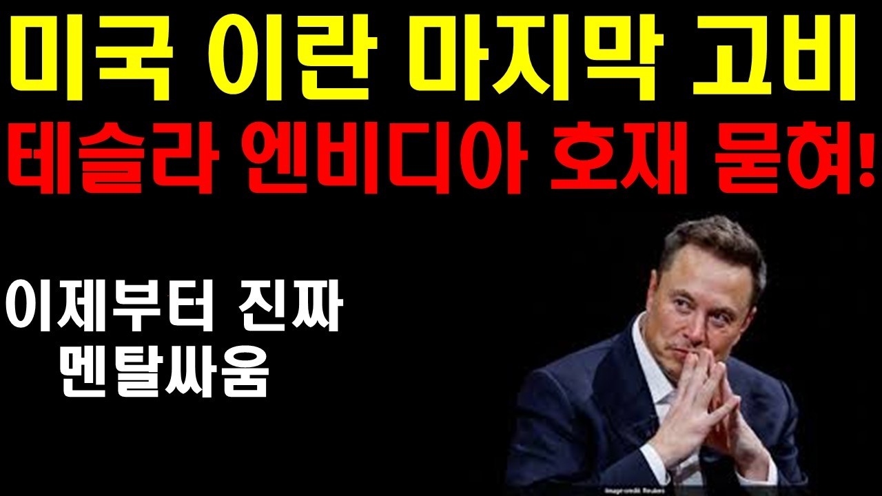 미국 이란 최악의 고비 오나? 테슬라 엔비디아 많은 호재들도 묻혔다! 머스크가 그리는 미래는 10조달러 이상의 기업이다! 트럼프는 언제 전쟁을 끝낼까? 교통국의 조사포기