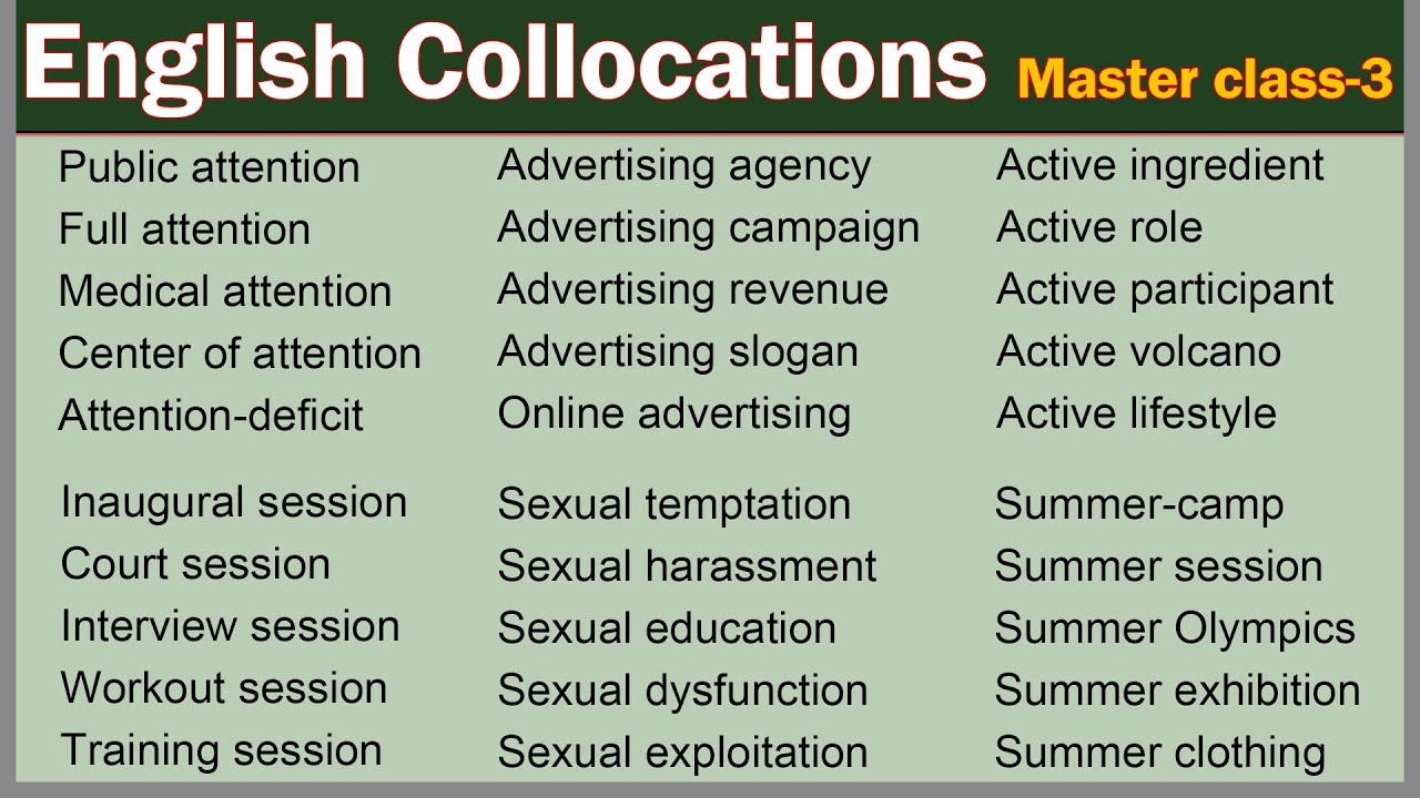 Advanced Collocations in English for IELTS, TOEFL, and PTE Exams