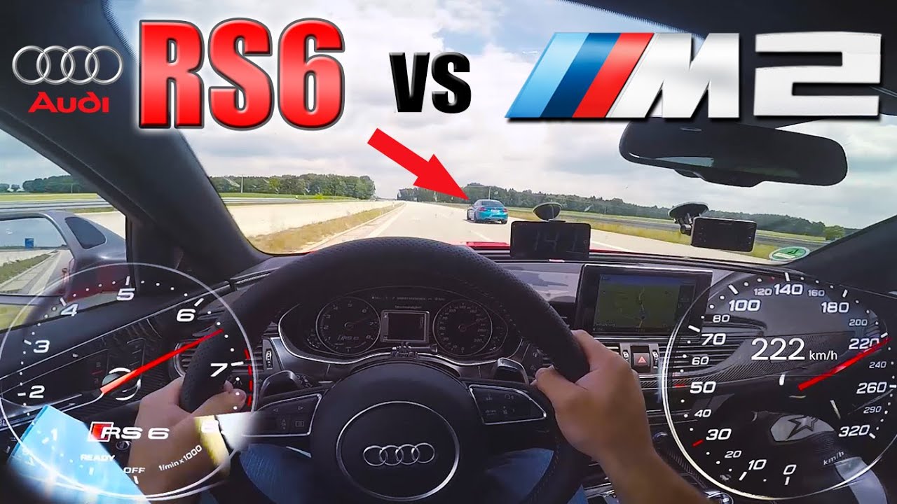 RS6 Performance chasing a Lady in BMW M2 on German Autobahn ✔