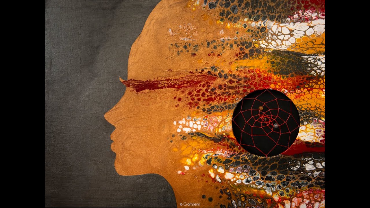 (137) Dream Catcher Acrylic Pour Female Silhouette Painting | CraftyJenn