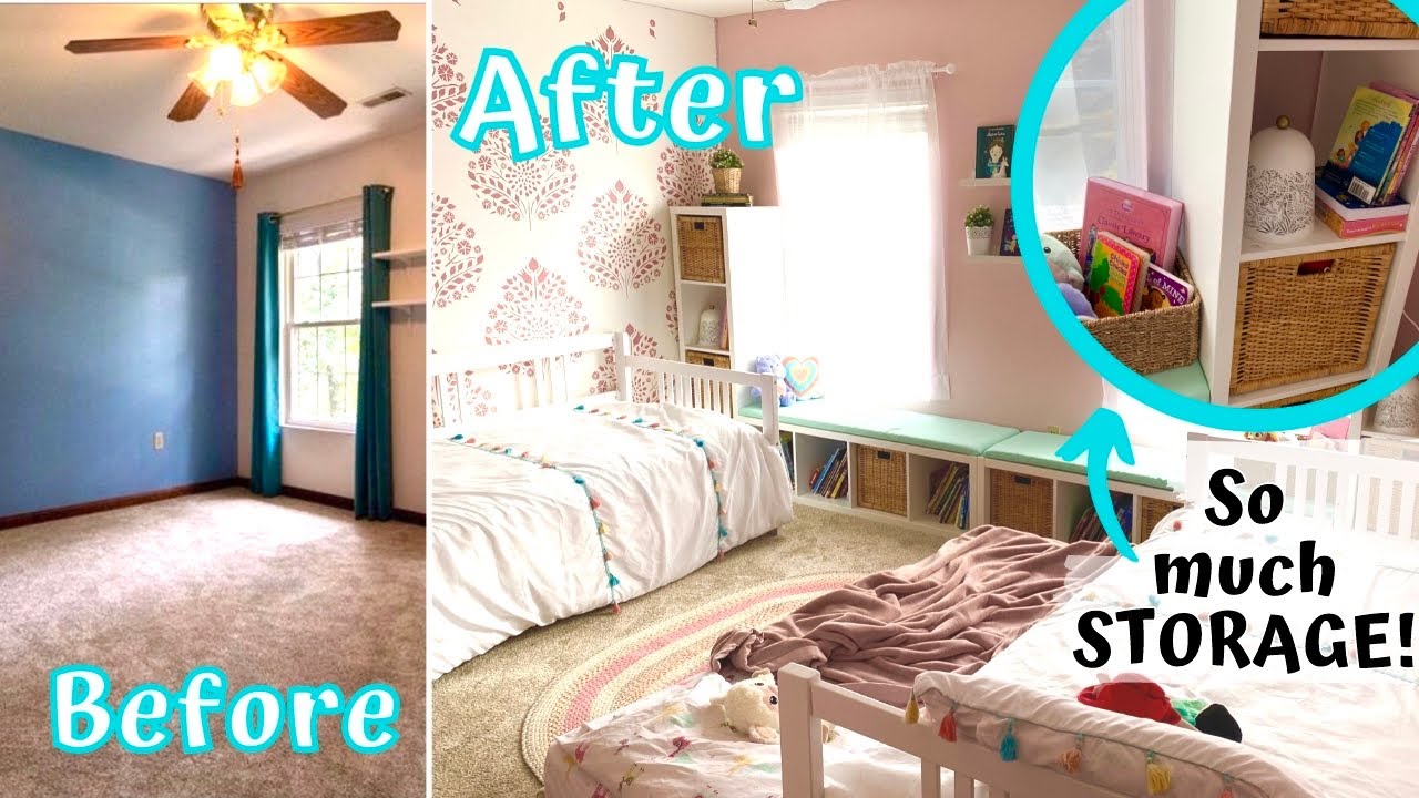 Shared Kids Room Makeover with Ikea Hacks and IKEA Storage Ideas! Kids Room Decorating Ideas in 2021