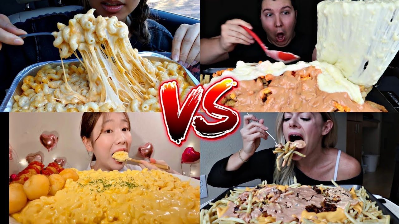 EXTREMELY CHEESY MAC & CHEESE VS CHEESIEST ANIMAL STYLE FRIES MUKBANG!🤯😱🙀