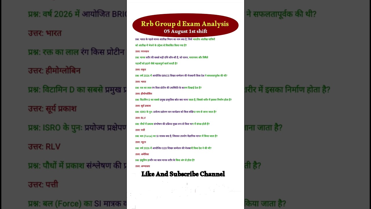 Rrb Group d Exam Analysis 05 August 1st Shift / Today exam Analysis #rrbs #group