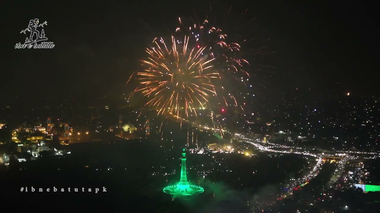 4k Video of Fireworks at Minar-e-Pakistan on 14th Aug 2025 | Celebrating 78th Independence Day