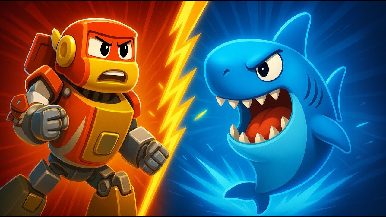 🤖 Super Robô VS Tubarão Voador 🦈 Veículos de Resgate Robofuse para Crianças